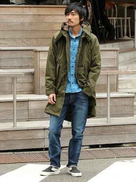 「shirts．（シャツ）のアイテム」を使った、Sasaさん（メンズ・178cm）の秋コーディネート