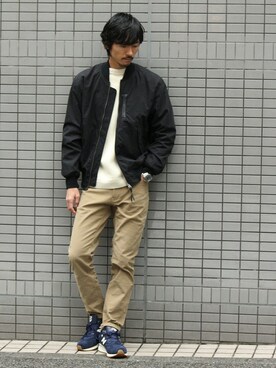 「JOURNAL STANDARD（ジャーナルスタンダード）のアイテム（MA-1）」を使った、Sasaさん（メンズ・178cm）の秋コーディネート