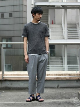 「Chaco（チャコ）のアイテム」を使った、Sasaさん（メンズ・178cm）の夏コーディネート