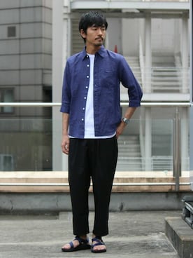 「Chaco（チャコ）のアイテム」を使った、Sasaさん（メンズ・178cm）の夏コーディネート