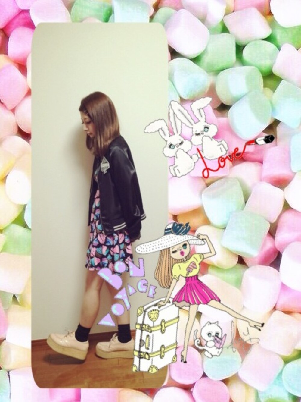 「ブラック、ピンク、カップケーキ、H&M、GU、WEGO」｜「H&Mのアイテム（ワンピース、ブラック系）」を使った、SHIORI🌙🌟さん（レディース・152cm）の秋コーディネートの1枚目の写真