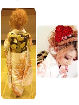 「和服」｜「アイテム（口紅/リップティント/グロス）」を使った、SHIORI🌙🌟さん（レディース・152cm）の秋コーディネート