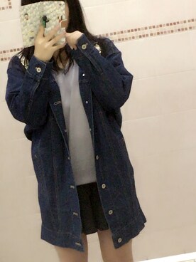 「だぼだぼ」｜「アイテム（デニムジャケット）」を使った、みんみんさん（レディース・148cm）の秋コーディネート