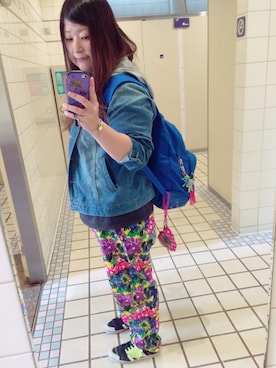 「しまむら（シマムラ）のアイテム（デニムジャケット、ブルー系）」を使った、Eri Otaさん（レディース・158cm）の秋コーディネート