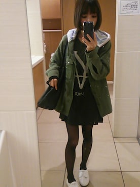 「used mix」｜「アイテム（ミリタリージャケット）」を使った、AIさん（レディース・148cm）の春コーディネート