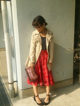 「ZARA KIDS」｜「アイテム（トレンチコート）」を使った、AIさん（レディース・148cm）の春コーディネート
