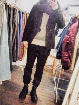 「SET UP」｜「アイテム（スウェット）」を使った、やおさん（メンズ・173cm）の冬コーディネート