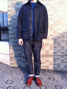 「Barbour（バブアー）のアイテム（ジャケット/アウター）」を使った、h299hiroさん（メンズ・174cm）の冬コーディネート