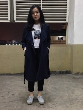 「streetsnap」｜「アイテム（トレンチコート）」を使った、michikowungkanaさん（レディース・160cm）の夏コーディネート