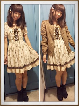 「OLIVE des OLIVE（オリーブデオリーブ）のアイテム（ノーカラージャケット）」を使った、ゆうこりんさん（レディース・153cm）の秋コーディネート