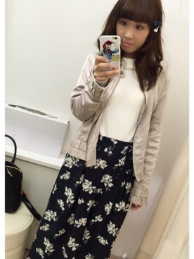 「NICE CLAUP（ナイスクラップ）のアイテム（ブルゾン）」を使った、ゆうこりんさん（レディース・153cm）の秋コーディネート