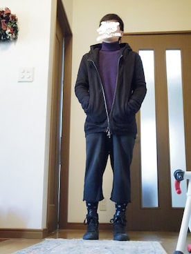 「umit benan（ウミットベナン）のアイテム（ニット/セーター）」を使った、poncotu-boyさん（メンズ・165cm）の冬コーディネート
