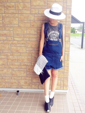 「MOUSSY（マウジー）のアイテム」を使った、AkikoNakamuraさん（レディース・153cm）の夏コーディネート