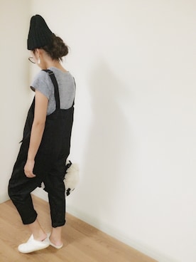 「テーパードパンツ」｜「アイテム（サロペット/オーバーオール）」を使った、AkikoNakamuraさん（レディース・153cm）の夏コーディネート