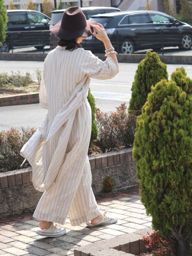 「パジャマ」｜「アイテム（セットアップ）」を使った、AkikoNakamuraさん（レディース・153cm）の春コーディネート