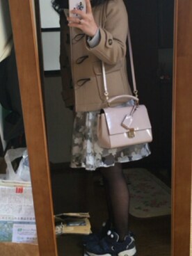 「ワンピース×スニーカー」｜「アイテム（ダッフルコート）」を使った、むあさん（レディース・157cm）の冬コーディネート