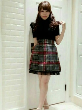 「タータンチェック」｜Secret Honeyスタッフさん（レディース・150cm）の夏コーディネート
