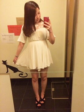 「SNIDEL（スナイデル）のアイテム（ワンピース、ホワイト系）」を使った、ゆきこさん（レディース・159cm）の夏コーディネート