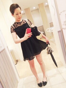 「H&M（エイチ・アンド・エム）のアイテム（ワンピース、ブラック系）」を使った、ゆきこさん（レディース・159cm）の夏コーディネート