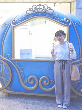 「バルーン袖」｜「アイテム（ハンチング/ベレー帽）」を使った、ゆうかさん（レディース・155cm）の秋コーディネート