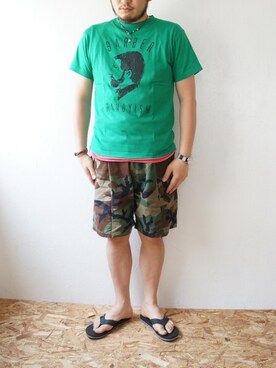 「weac.（ウィークス）のアイテム（トップス）」を使った、yoheiさん（メンズ・175cm）の夏コーディネート