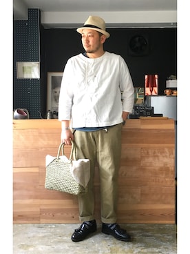 「アイテム（かごバッグ）」を使った、yoheiさん（メンズ・175cm）の夏コーディネート