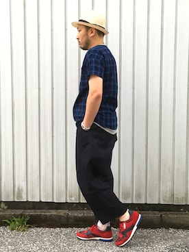 「weac.（ウィークス）のアイテム（トップス）」を使った、yoheiさん（メンズ・175cm）の夏コーディネート