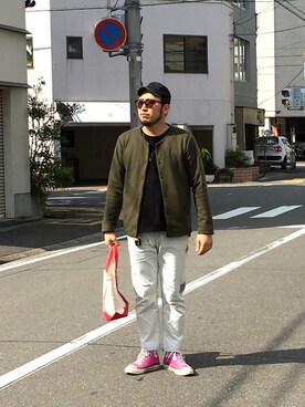 「melple（メイプル）のアイテム」を使った、yoheiさん（メンズ・175cm）の秋コーディネート