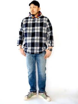 「melple（メイプル）のアイテム」を使った、yoheiさん（メンズ・175cm）の秋コーディネート