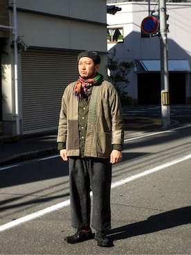 「アイテム（バンダナ/スカーフ）」を使った、yoheiさん（メンズ・175cm）の秋コーディネート