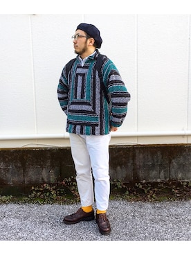 「アイテム（ソックス/靴下、イエロー系）」を使った、yoheiさん（メンズ・175cm）の秋コーディネート