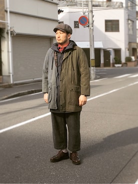 「パラブーツ」｜「アイテム（ハンチング/ベレー帽）」を使った、yoheiさん（メンズ・175cm）の冬コーディネート