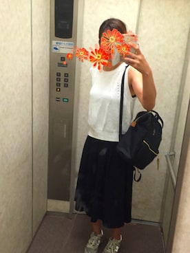 「LOWRYS FARM（ローリーズファーム）のアイテム（タンクトップ、ホワイト系）」を使った、yukaさん（レディース・169cm）の夏コーディネート