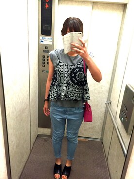 「FREAK'S STORE（フリークスストア）のアイテム（Tシャツ/カットソー、グレー系）」を使った、yukaさん（レディース・169cm）の夏コーディネート