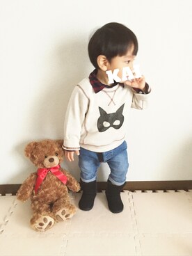 「シャツ×スウェット」｜「アイテム（その他）」を使った、KAIさん（キッズ・80cm）の秋コーディネート