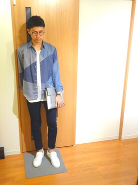 「NANO universe（ナノユニバース）のVINTAGEジョグデニム（デニムパンツ）」を使った、お気のdogさん（メンズ・176cm）の秋コーディネート