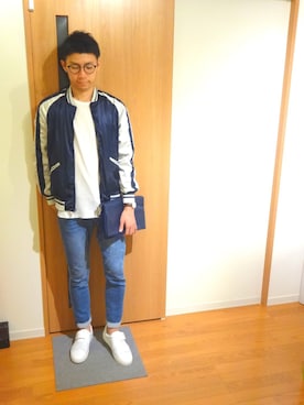 「NANO universe（ナノユニバース）のVINTAGEジョグデニム（デニムパンツ）」を使った、お気のdogさん（メンズ・176cm）の秋コーディネート