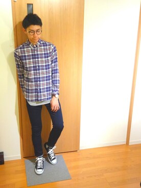 「NANO universe（ナノユニバース）のVINTAGEジョグデニム（デニムパンツ）」を使った、お気のdogさん（メンズ・176cm）の秋コーディネート