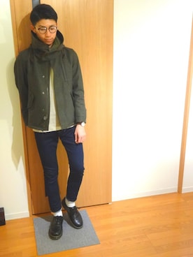 「green label relaxing（グリーンレーベルリラクシング）のアイテム（モッズコート）」を使った、お気のdogさん（メンズ・176cm）の冬コーディネート