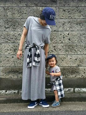 「nike sb 」｜「アイテム（ワンピース/ドレス）」を使った、Hanaさん（キッズ・70cm）の夏コーディネート