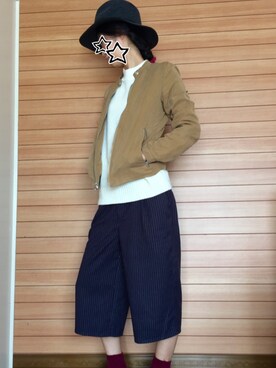 「GLOBAL WORK（グローバルワーク）のフェルトナカオレＨＡＴ/565115（ハット）」を使った、nacchanさん（レディース・158cm）の秋コーディネート