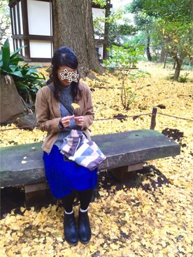 「B.L.U.E（ビーエルユーイー）のアイテム（スカート）」を使った、nacchanさん（レディース・158cm）の秋コーディネート