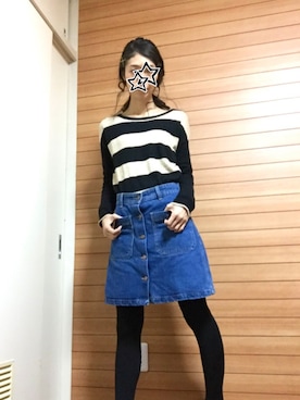 「デニムスカートINスタイル」｜nacchanさん（レディース・158cm）の冬コーディネート