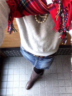 「クルーネックニット」｜さちさん（レディース・153cm）の秋コーディネート