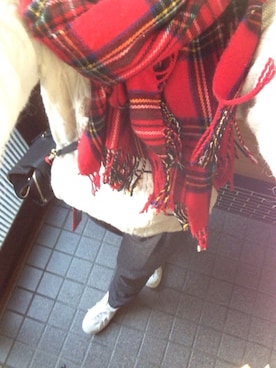 「タータンチェック」｜さちさん（レディース・153cm）の冬コーディネート