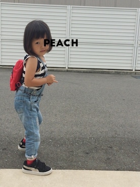 「無印良品（ムジルシリョウヒン）のアイテム（タンクトップ、ホワイト系）」を使った、peachさん（キッズ）の夏コーディネート