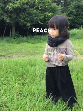 「GAP（ギャップ）のアイテム（Tシャツ/カットソー、ベージュ系）」を使った、peachさん（キッズ）の秋コーディネート