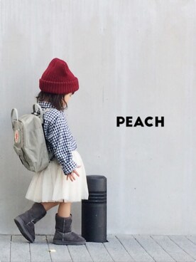 「Right-on（ライトオン）のアイテム（シャツ/ブラウス、ブルー系）」を使った、peachさん（キッズ）の秋コーディネート