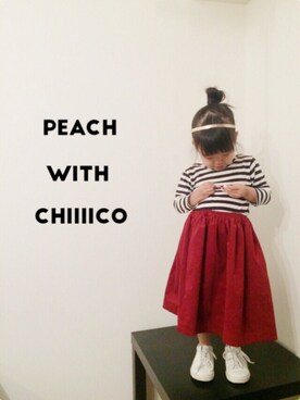 「無印良品（ムジルシリョウヒン）のアイテム（Tシャツ/カットソー、ホワイト系）」を使った、peachさん（キッズ）の冬コーディネート
