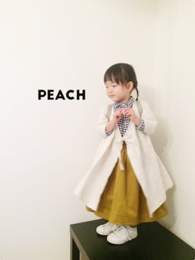 「laetoileのアイテム（ワンピース、ホワイト系）」を使った、peachさん（キッズ）の冬コーディネート